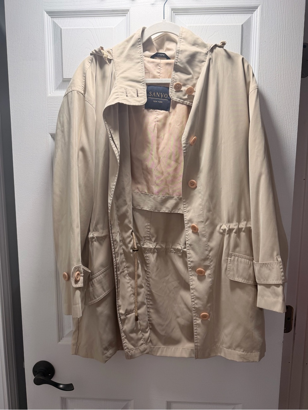 Sanvo Beige Women's Trench Coat with Adjustable Waist